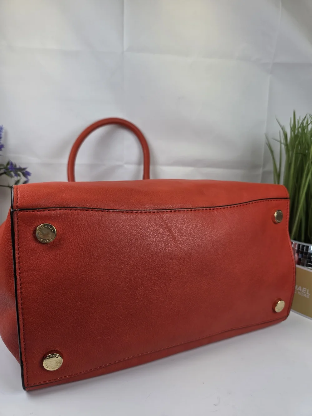 Michael michael Kors Sophie Orange Red Leather Satchel Shoulder Hand Fall Bag